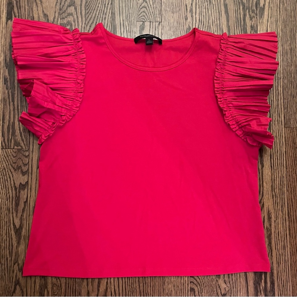 Marc New York Red Ruffle Sleeve Top